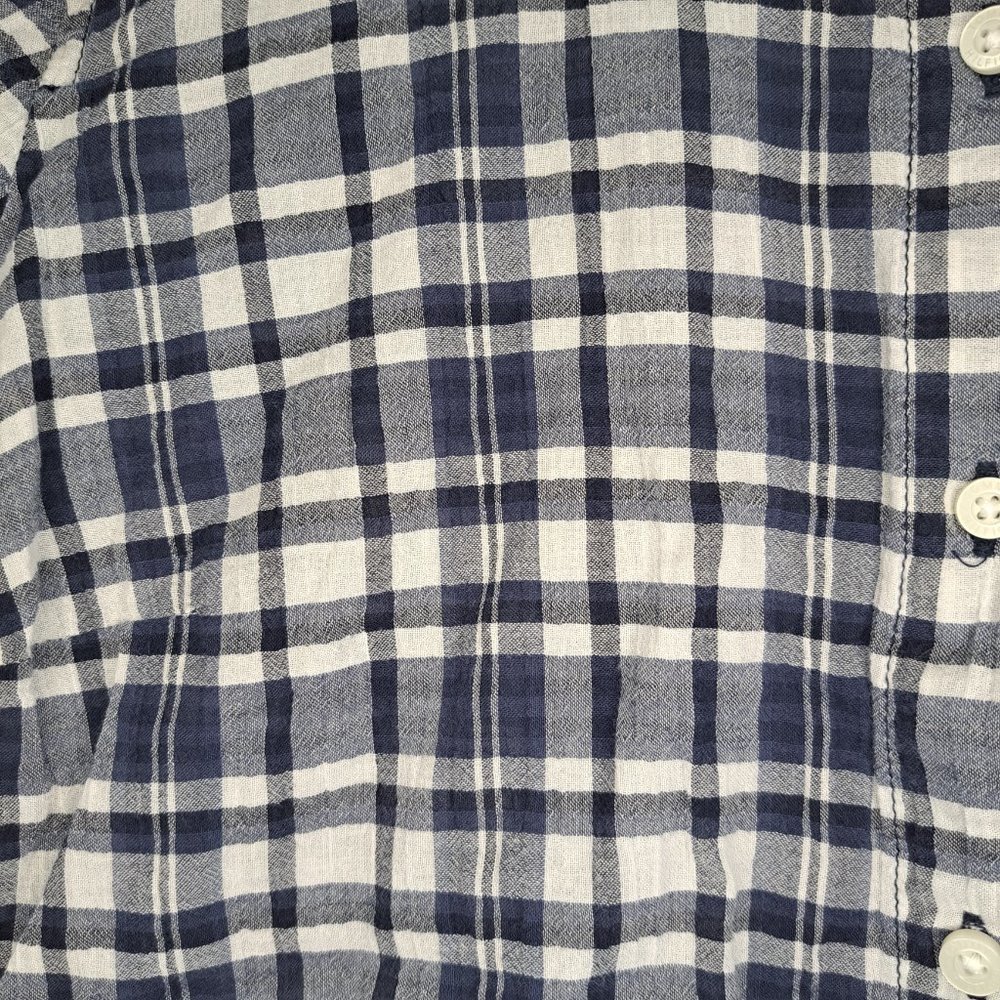 Tommy Hilfiger Blue White Lightweight Plaid Button-Up Shirt Size Large - Picture 4 of 5